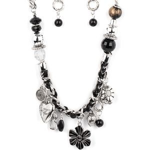 Black & silver charm jewelry set